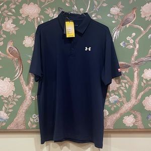 Under armour size XL button down polo shirt sleeve breathable spf 50 navy blue